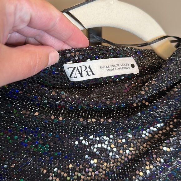 Zara black SHOULDER PAD DRAPED DRESS size XL - Picture 3 of 7